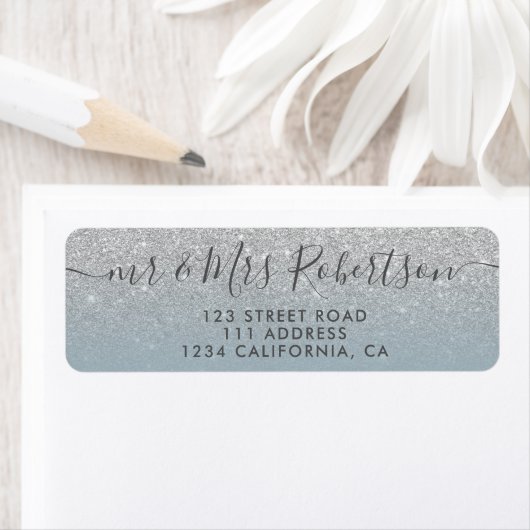 Silver Glitzer dusty Blue Script Hochzeit (Insitu)