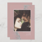 Silver Glitzer Dusty Pink Save the Date Foto (Vorne/Hinten)