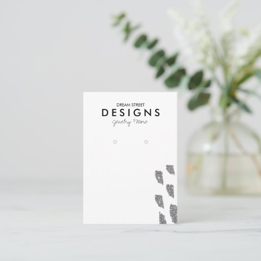 Silver Glitzer Earring Display Card Visitenkarte (Stehend Vorderseite)