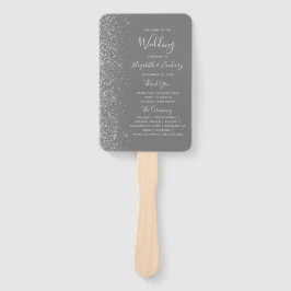Silver Glitzer Edge Gray Wedding Program Fächer
