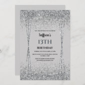Silver Glitzer Effect Geburtstagsparty Einladung (Vorne/Hinten)