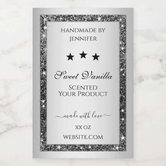 Silver Glitzer Effect Product Packaging Labels Lebensmitteletikett (Einzelnes Label)