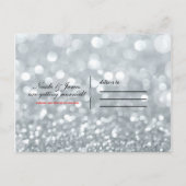 Silver Glitzer Eiffel Tower Red Blue Save the Date Ankündigungspostkarte (Rückseite)