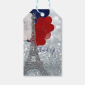 Silver Glitzer Eiffel Tower Red White Blue Party Geschenkanhänger (Vorderseite)