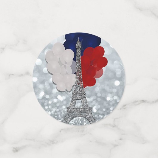 Silver Glitzer Eiffel Tower Red White Blue Party Konfetti (Klein Vorderseite)
