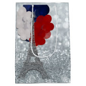 Silver Glitzer Eiffel Tower Red White Blue Party Mittlere Geschenktüte (Rückseite)