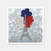 Silver Glitzer Eiffel Tower Red White Blue Party Serviette (Vorderseite)