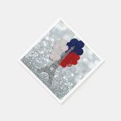 Silver Glitzer Eiffel Tower Red White Blue Party Serviette (Ecke)
