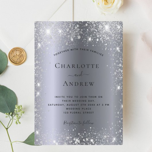 Silver Glitzer Einladung
