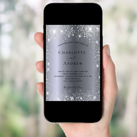 Silver Glitzer Einladung
