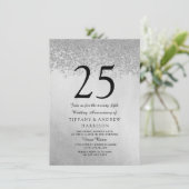 Silver Glitzer Einladung zum 25. Hochzeitstag (Stehend Vorderseite)