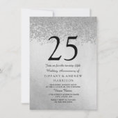 Silver Glitzer Einladung zum 25. Hochzeitstag (Vorderseite)