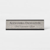 Silver Glitzer Elegant Mode Custom Schreibtischnamensplakette (Vorderseite )