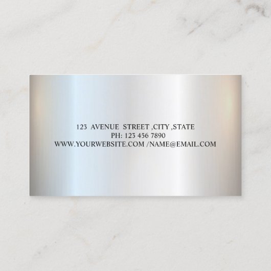 Silver Glitzer Elegante Beruflich Visitenkarte (Rückseite)