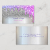 Silver Glitzer Elegante Berufliche Tropfen Visitenkarte (Vorne/Hinten)