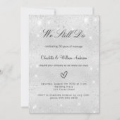 Silver Glitzer elegante Gelübde Erneuerung Hochzei Einladung (Vorderseite)
