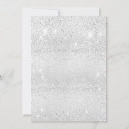 Silver Glitzer elegante Gelübde Erneuerung Hochzei Einladung (Rückseite)