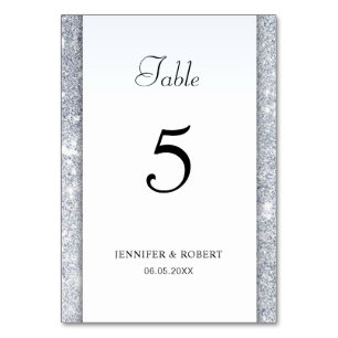 Silver Glitzer Elegante Handschrift Moderne Vorlag Tischnummer