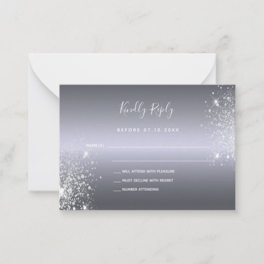 Silver Glitzer elegante Hochzeit UAWG Note Auto Mitteilungskarte (Vorderseite)