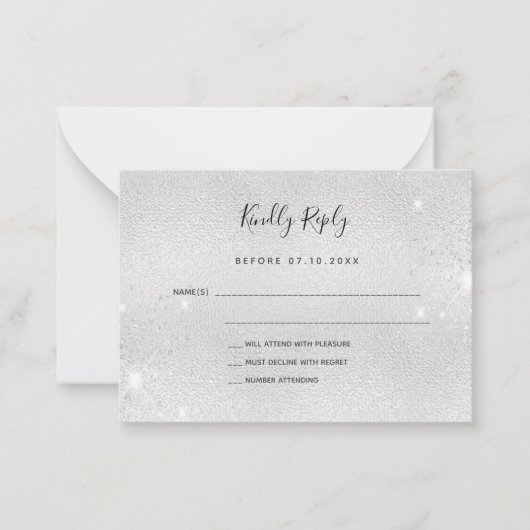 Silver Glitzer elegante Hochzeitsfeier UAWG Mitteilungskarte (Vorderseite)