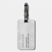 Silver Glitzer elegante Monogramm-Initialen Gepäckanhänger (Rückseite vertikal)