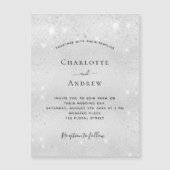 Silver Glitzer eleganter Hochzeitsmagnet Magnetkarte (Vorderseite)