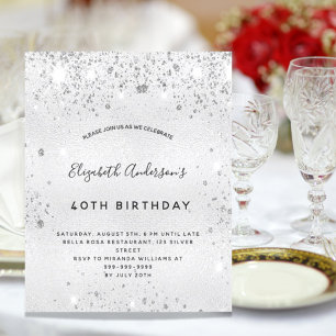 Silver Glitzer - elegantes Budget Geburtstagseinla