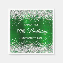 Silver Glitzer Emerald Green Foil 30. Geburtstag Serviette