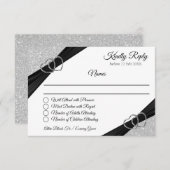 Silver Glitzer Enclosure Card RSVP Karte (Vorne/Hinten)