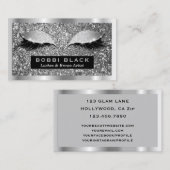 Silver Glitzer Eyelash Extensions Makeup Artist Visitenkarte (Vorne/Hinten)
