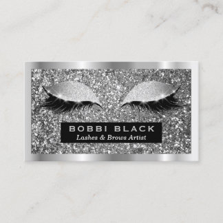 Silver Glitzer Eyelash Extensions Makeup Artist Visitenkarte