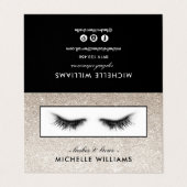 Silver Glitzer Eyelashes AfterCare Referral Visitenkarten (Außenseite Aufgefaltet)