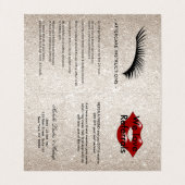 Silver Glitzer Eyelashes AfterCare Referral Visitenkarten (Innenseite Aufgefaltet)