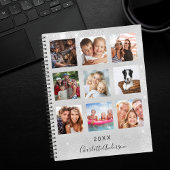 Silver Glitzer Family Foto Collage Monogramm 2026 Planer