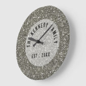 Silver Glitzer Family Große Wanduhr (Winkel)