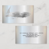 Silver Glitzer Feather Silver Brush Stroke Notary Visitenkarte (Vorne/Hinten)