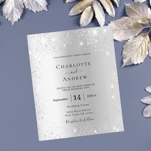 Silver Glitzer feierliche Hochzeitseinladung