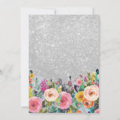 Silver Glitzer Floral Überraschung 20. Geburtstag Einladung (Rückseite)
