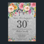 Silver Glitzer Floral Überraschung 30. Geburtstag Einladung<br><div class="desc">Silver Glitzer Floral Überraschung 30. Geburtstag Einladung für Frauen. Aquarellfarbene Blume Hintergrund des silbernen Glitzer Rosa, Gelb, orange, Lila Blume. Erwachsener zum Geburtstag. 13. 15. 16. 18. 20. 21. 30. 40. 50. 60. 70. 80. 90. 100. Jedes Alter. Für weitere Anpassungen klicken Sie bitte auf die Schaltfläche "Anpassen" und verwenden...</div>