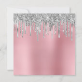 Silver Glitzer Foil Tropfens Pink Ombre 60. Geburt Einladung (Rückseite)