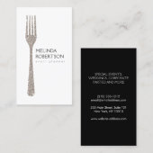 Silver Glitzer Fork Event Planer Visitenkarte (Vorne/Hinten)