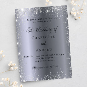 Silver Glitzer formelle Hochzeit Einladung