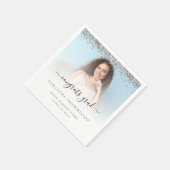 Silver Glitzer Foto 2024 Glückwunsch Abschluss Serviette (Ecke)