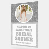 Silver Glitzer Foto Brautparty Willkommen Mattiert Acrylschild (Winkel)