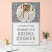 Silver Glitzer Foto Brautparty Willkommen Mattiert Acrylschild (Hochzeit)