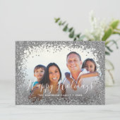 Silver Glitzer Foto Frame Feiertagskarte (Stehend Vorderseite)