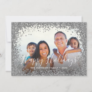 Silver Glitzer Foto Frame Feiertagskarte
