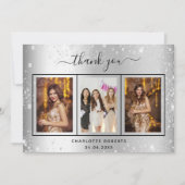 Silver Glitzer Foto Geburtstag Dankeschön Karte (Vorderseite)