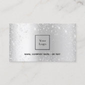 Silver Glitzer Foto Logo elegant QR-Code Visitenkarte (Vorderseite)