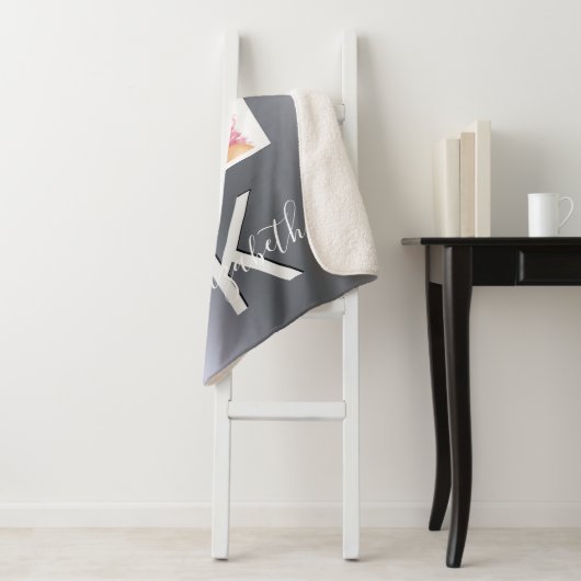 Silver Glitzer Foto Monogramm glamourös Sherpadecke (Beispiel)